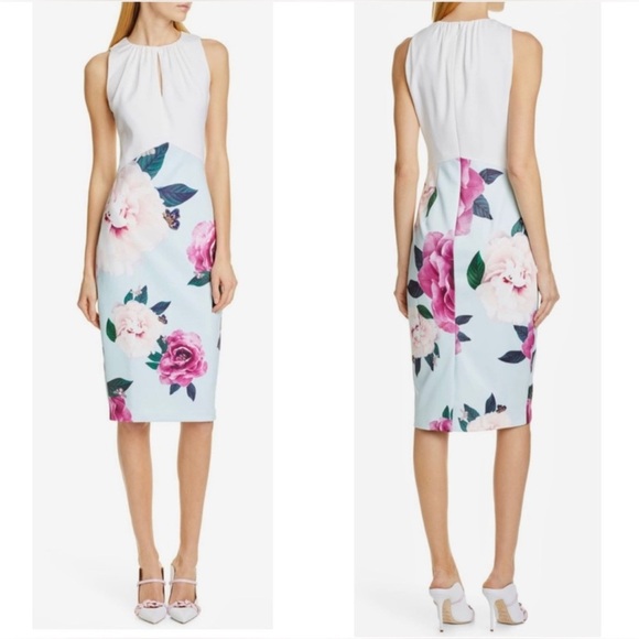 Ted Baker Annile Magnificent Floral Butterfly Knee Length Sheath Dress Formal - Picture 1 of 12